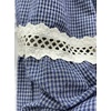 image:imagechouyatou Womens Cute Plaid Ruffle Hem Skirt Hollow Out Eyelet Elastic Waist Swing Midi Long SkirtDark Blue