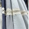 image:imagechouyatou Womens Cute Plaid Ruffle Hem Skirt Hollow Out Eyelet Elastic Waist Swing Midi Long SkirtLight Blue