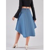 image:imagechouyatou Womens Distressed Irregular Denim Skirt Elastic Waist ALine Handkerchief Jean Midi Skirt with PocketsBlue