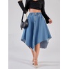 image:imagechouyatou Womens Distressed Irregular Denim Skirt Elastic Waist ALine Handkerchief Jean Midi Skirt with PocketsBlue
