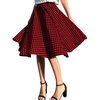 image:imagechouyatou Womens Casual Plaid A Line Midi Skirt High Waisted Gingham Skirt Cute Pleated Skater SkirtRed