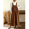 image:imagechouyatou Womens Corduroy Overall Dress A Line Flare Pinafore jumperBrown