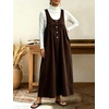 image:imagechouyatou Womens Corduroy Overall Dress A Line Flare Pinafore jumperCoffee