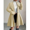 image:imagechouyatou Womens Elegant Double Breasted Wool Coat Notched Lapel Mid Long Pea Coat OvercoatApricot