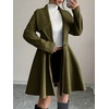 image:imagechouyatou Womens Elegant Double Breasted Wool Coat Notched Lapel Mid Long Pea Coat OvercoatArmy Green