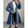 image:imagechouyatou Womens Elegant Double Breasted Wool Coat Notched Lapel Mid Long Pea Coat OvercoatBlue