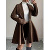 image:imagechouyatou Womens Elegant Double Breasted Wool Coat Notched Lapel Mid Long Pea Coat OvercoatCoffee Brown