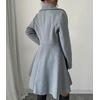 image:imagechouyatou Womens Elegant Double Breasted Wool Coat Notched Lapel Mid Long Pea Coat OvercoatGray