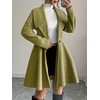 image:imagechouyatou Womens Elegant Double Breasted Wool Coat Notched Lapel Mid Long Pea Coat OvercoatLight Green