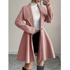 image:imagechouyatou Womens Elegant Double Breasted Wool Coat Notched Lapel Mid Long Pea Coat OvercoatPink