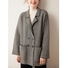 image:imagechouyatou Womens Herringbone Striped Cardigans Double Breasted Business Casual Knitted Sweater Coatigan JacketBlack
