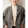 image:imagechouyatou Womens Herringbone Striped Cardigans Double Breasted Business Casual Knitted Sweater Coatigan JacketBlack