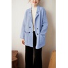 image:imagechouyatou Womens Herringbone Striped Cardigans Double Breasted Business Casual Knitted Sweater Coatigan JacketBlue