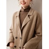 image:imagechouyatou Womens Herringbone Striped Cardigans Double Breasted Business Casual Knitted Sweater Coatigan JacketBrown