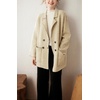 image:imagechouyatou Womens Herringbone Striped Cardigans Double Breasted Business Casual Knitted Sweater Coatigan JacketKhaki
