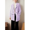 image:imagechouyatou Womens Herringbone Striped Cardigans Double Breasted Business Casual Knitted Sweater Coatigan JacketPurple