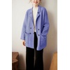 image:imagechouyatou Womens Herringbone Striped Cardigans Double Breasted Business Casual Knitted Sweater Coatigan JacketRoyal Blue