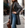 image:imagechouyatou Womens Winter Notched Collar Mid Long Plaid Wool Trench CoatGrey