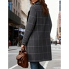 image:imagechouyatou Womens Winter Notched Collar Mid Long Plaid Wool Trench CoatGrey