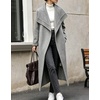 image:imagechouyatou Womens Winter Shawl Collar Wool Trench Coat Long OvercoatGrey