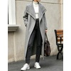 image:imagechouyatou Womens Winter Shawl Collar Wool Trench Coat Long OvercoatGrey