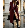 image:imagechouyatou Womens Winter Shawl Collar Wool Trench Coat Long OvercoatRed