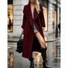 image:imagechouyatou Womens Winter Shawl Collar Wool Trench Coat Long OvercoatRed