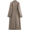 image:imagechouyatou Womens Winter Single Breasted Plaid Wool Coat Business Formal Midi Long Winter Trench CoatBrown
