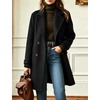 image:imagechouyatou Womens Winter Warm Mid Long Wool Peacoat Trench Coat OutfitsBlack