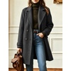 image:imagechouyatou Womens Winter Warm Mid Long Wool Peacoat Trench Coat OutfitsDark Grey