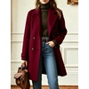 image:imagechouyatou Womens Winter Warm Mid Long Wool Peacoat Trench Coat OutfitsRed