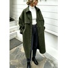 image:imagechouyatou Womens Winter Wool Trench Coat Button Down Midi Long OvercoatArmy Green