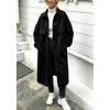 image:imagechouyatou Womens Winter Wool Trench Coat Button Down Midi Long OvercoatBlack
