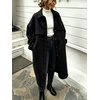image:imagechouyatou Womens Winter Wool Trench Coat Button Down Midi Long OvercoatBlack