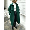 image:imagechouyatou Womens Winter Wool Trench Coat Button Down Midi Long OvercoatGreen