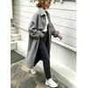 image:imagechouyatou Womens Winter Wool Trench Coat Button Down Midi Long OvercoatGrey