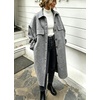 image:imagechouyatou Womens Winter Wool Trench Coat Button Down Midi Long OvercoatGrey