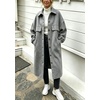 image:imagechouyatou Womens Winter Wool Trench Coat Button Down Midi Long OvercoatGrey