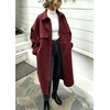 image:imagechouyatou Womens Winter Wool Trench Coat Button Down Midi Long OvercoatWine Red