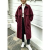 image:imagechouyatou Womens Winter Wool Trench Coat Button Down Midi Long OvercoatWine Red