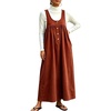 image:imagechouyatou Womens Corduroy Overall Dress A Line Flare Pinafore jumperOrange