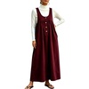 image:imagechouyatou Womens Corduroy Overall Dress A Line Flare Pinafore jumperWine