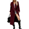 image:imagechouyatou Womens Winter Shawl Collar Wool Trench Coat Long OvercoatRed