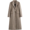 image:imagechouyatou Womens Winter Single Breasted Plaid Wool Coat Business Formal Midi Long Winter Trench CoatBrown