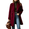 image:imagechouyatou Womens Winter Warm Mid Long Wool Peacoat Trench Coat OutfitsRed