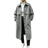 image:imagechouyatou Womens Winter Wool Trench Coat Button Down Midi Long OvercoatGrey