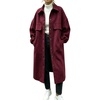 image:imagechouyatou Womens Winter Wool Trench Coat Button Down Midi Long OvercoatWine Red