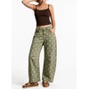image:imagechouyatou Polka Dot Denim Pant High Waist Wide Leg Barrel Jeans for WomenArmy Green