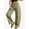 image:imagechouyatou Polka Dot Denim Pant High Waist Wide Leg Barrel Jeans for WomenArmy Green