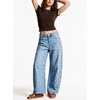 image:imagechouyatou Polka Dot Denim Pant High Waist Wide Leg Barrel Jeans for WomenLight Blue